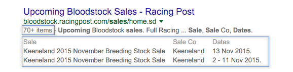 eCommerce rich snippets example