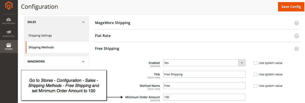 free shipping in magento 2