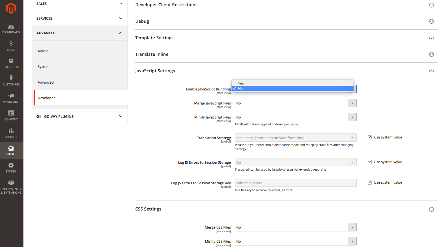 enable javascript bundling