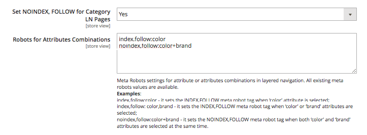 Setting meta robots for pages filtered with layered navigation in Magento 2