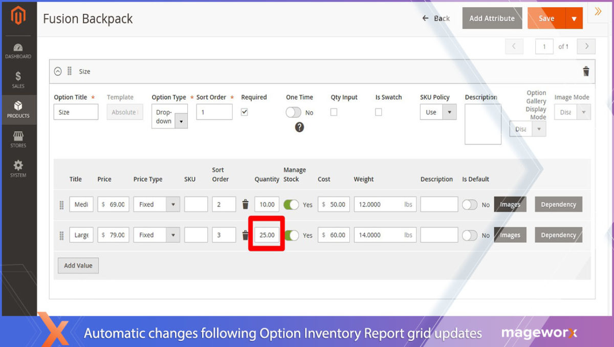 Quantity field and Manage stock updates - APO