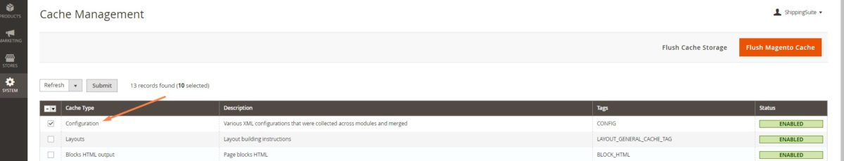 clear cache after configuring Shipping Suite Ultimate