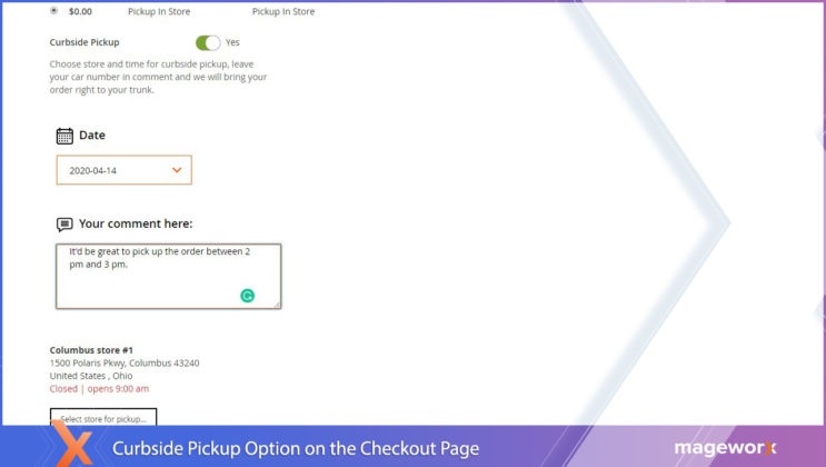 Curbside Pickup in Magento 2 by MageWorx