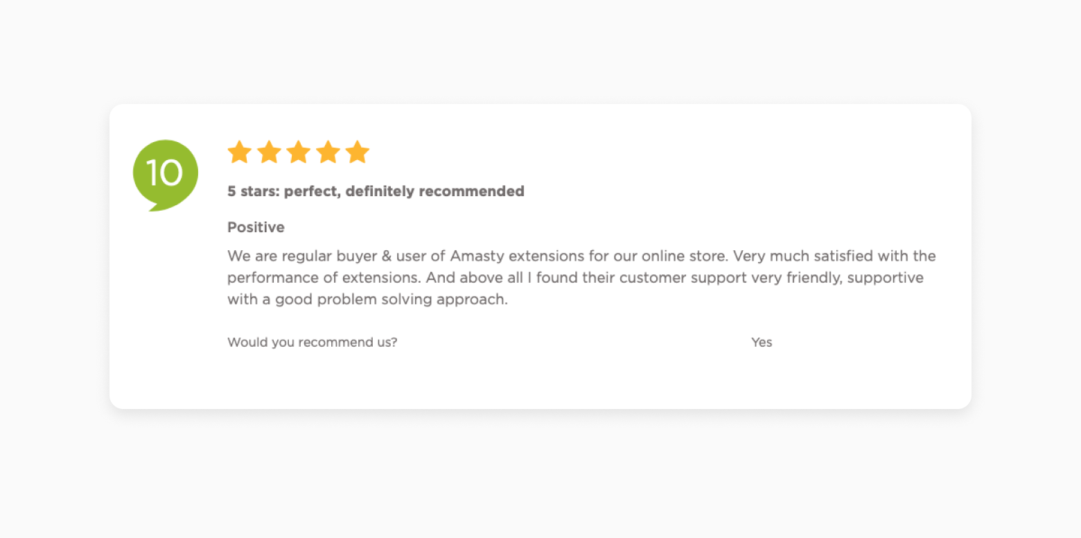 testimonial about Amasty's Improved Layered Navigation