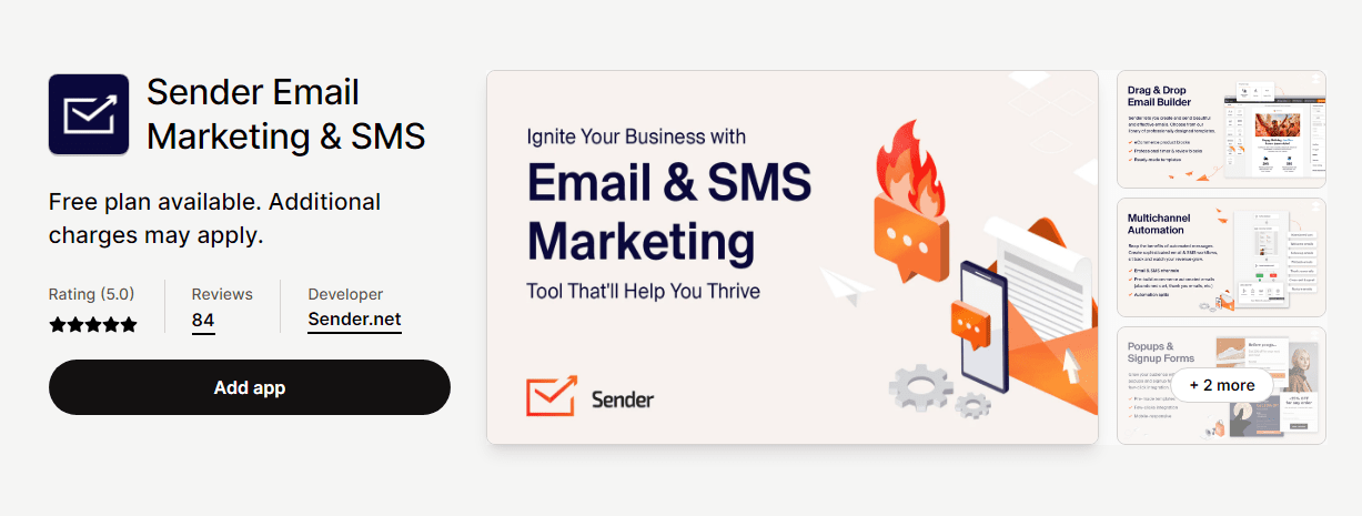 marketing apps for shopify - sender