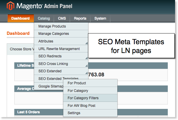 SEO meta templates for pages filtered by layered navigation.
