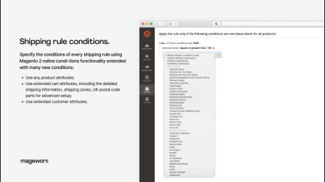 magento shipping software - shipping rule conditions 