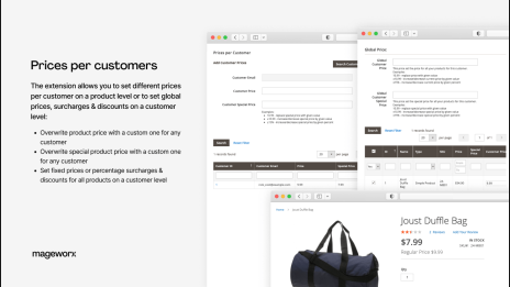 settings of magento individual customer pricing