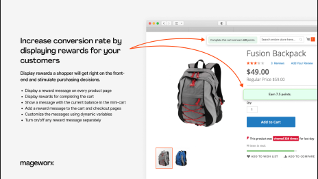 magento rewards program and points display on the front-end