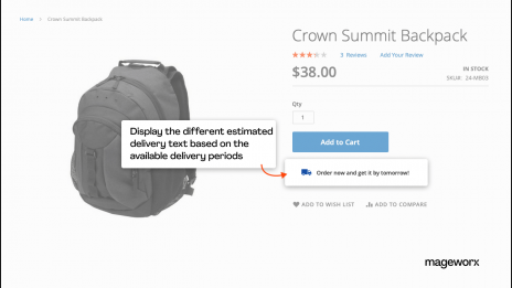 Ability to customize the text for available delivery periods on the product pages