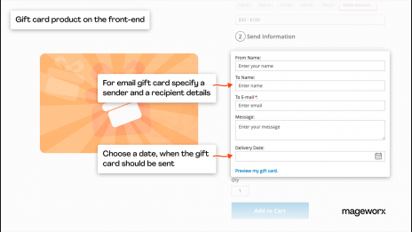 Magento gift card module creates a product on the front-end
