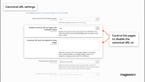 SEO toolkit: canonical URL settings