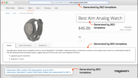 the functionality that Mageworx seo meta tags template adds