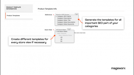 Different templates creation for every store view with the help of the SEO toolkit