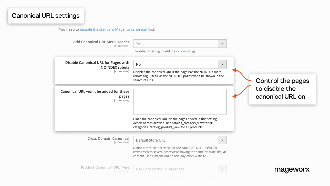 SEO toolkit: canonical URL settings