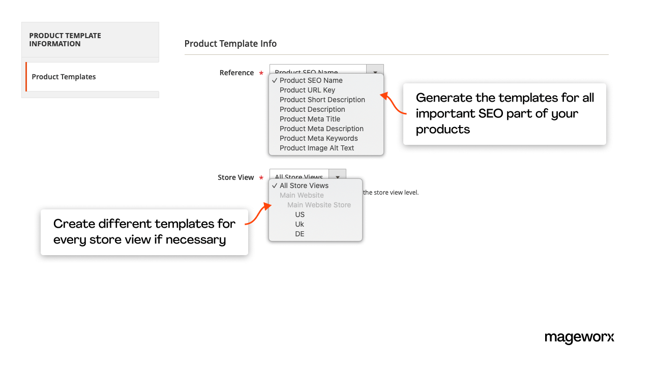 Setting up SEO templates with the help of the Magento SEO extension