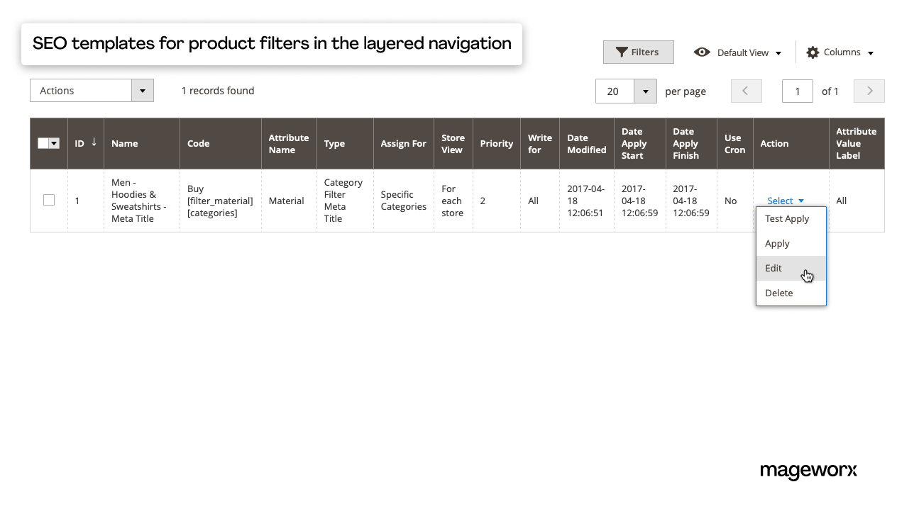 SEO for Magento: templates for product filters in the layered navigation