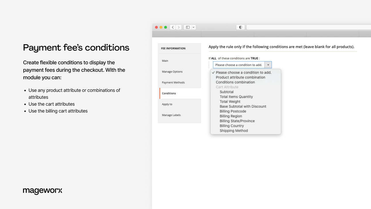 payment fee conditions in magento