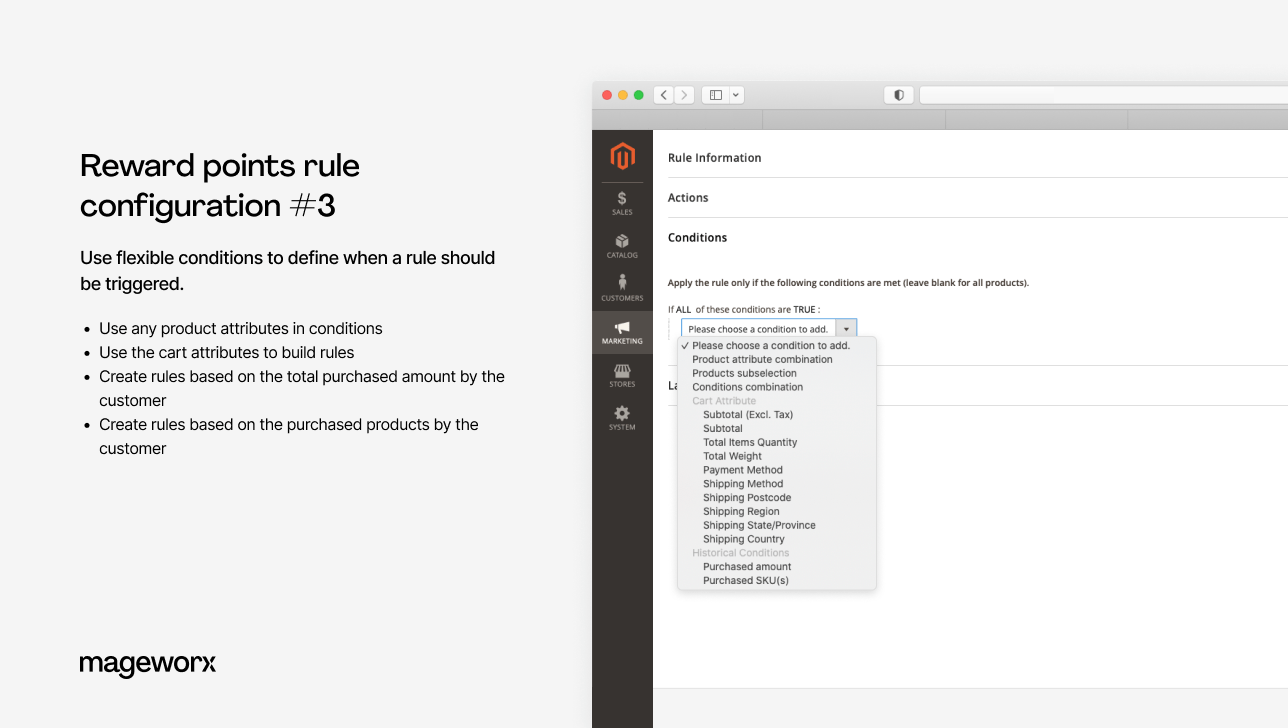 rules configuration in the magento rewards plugin