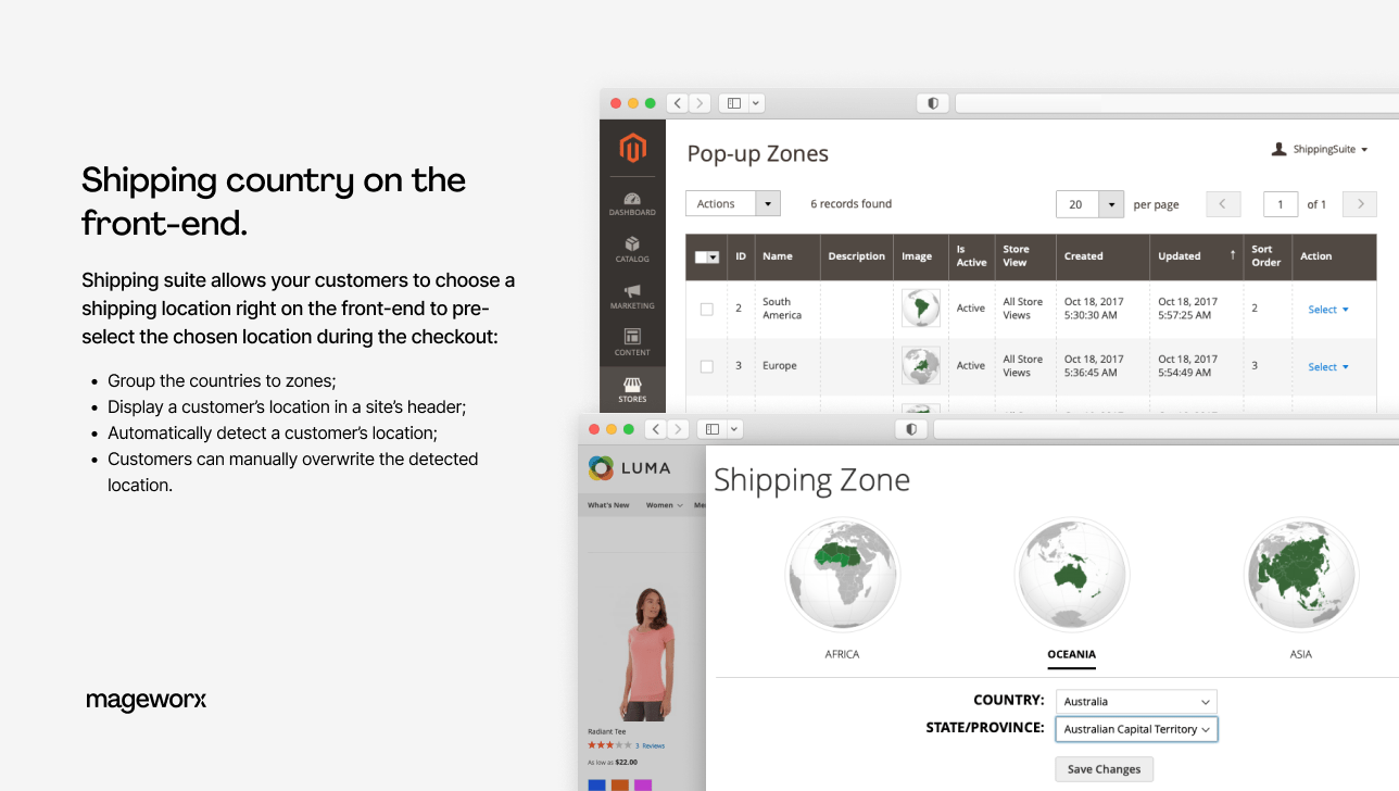displaying shipping country on the frontend