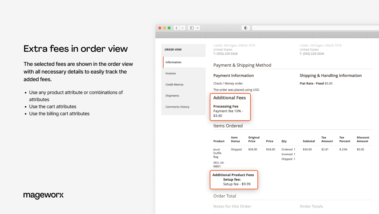 magento 2 extra fees in order view