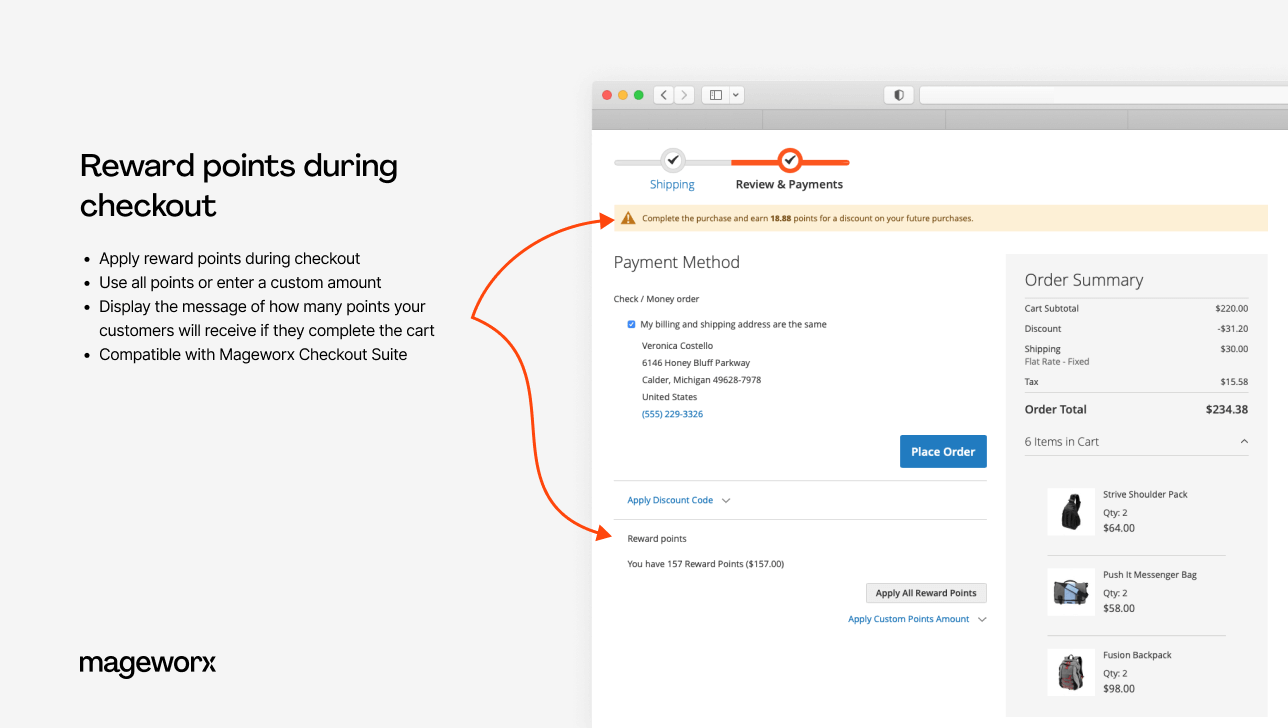 reward points during checkout