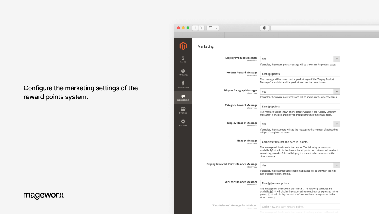 reward points marketing settings in magento 2