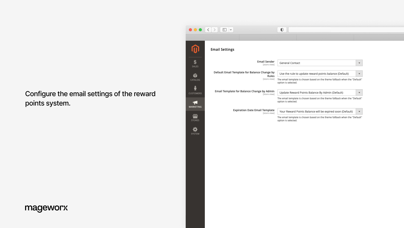 email settings of magento 2 rewards points