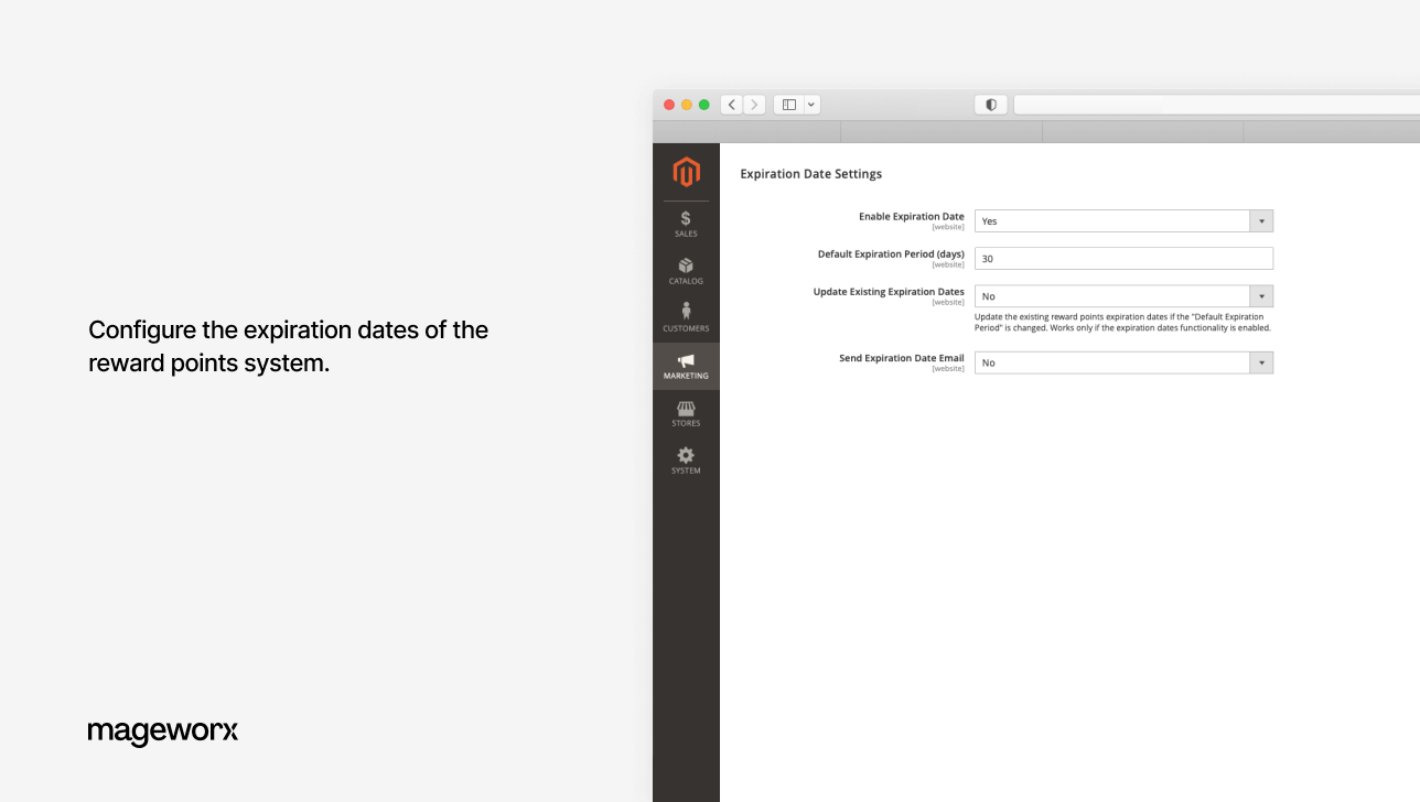 expiration dates setup - marketing and sales suite