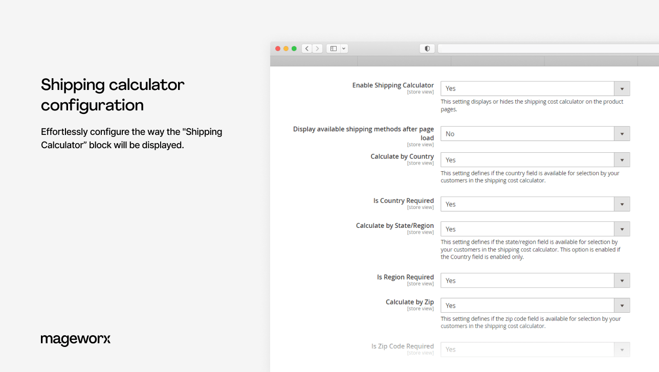 calculator extension for Magento - general settings