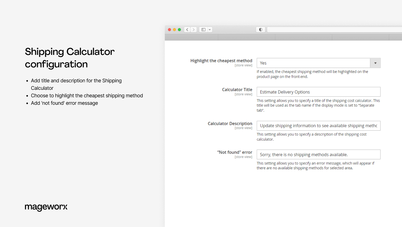 settings for magento 2 shipping calculator on product page