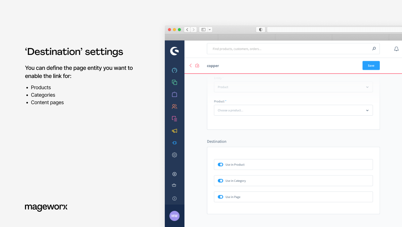 destination settings for cross linking on your shopware site
