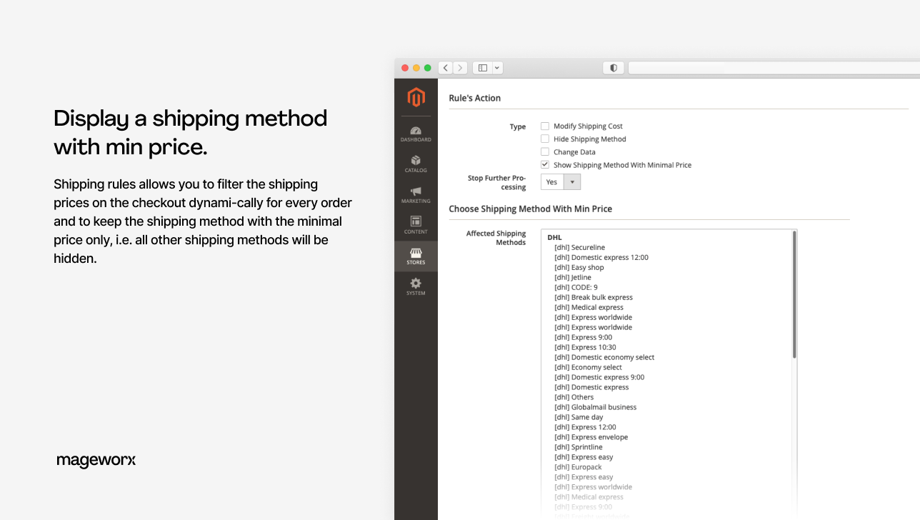 magento shipping methods with the minimum price