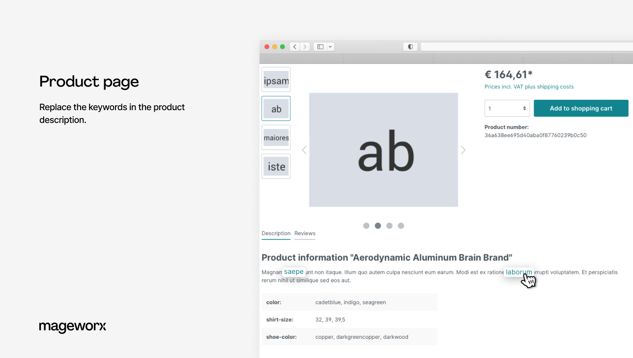 ability to replace keywords in product descriptions