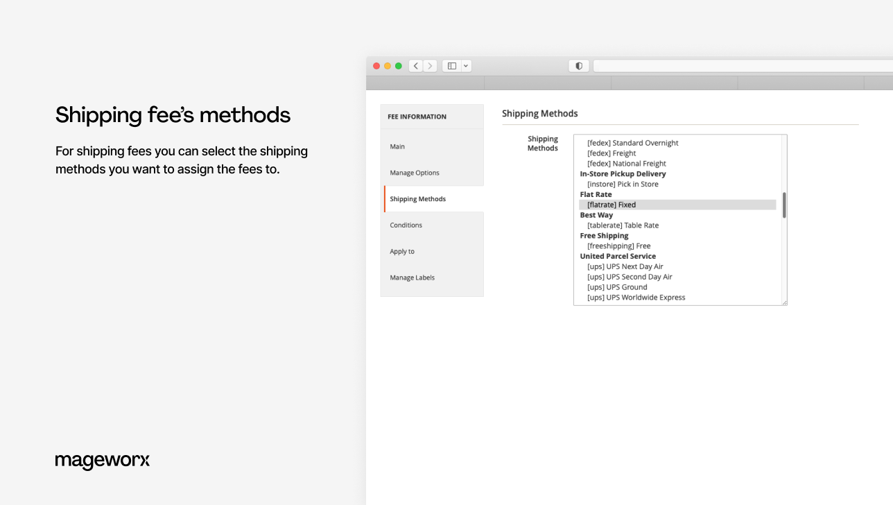 magento shipping fees methods
