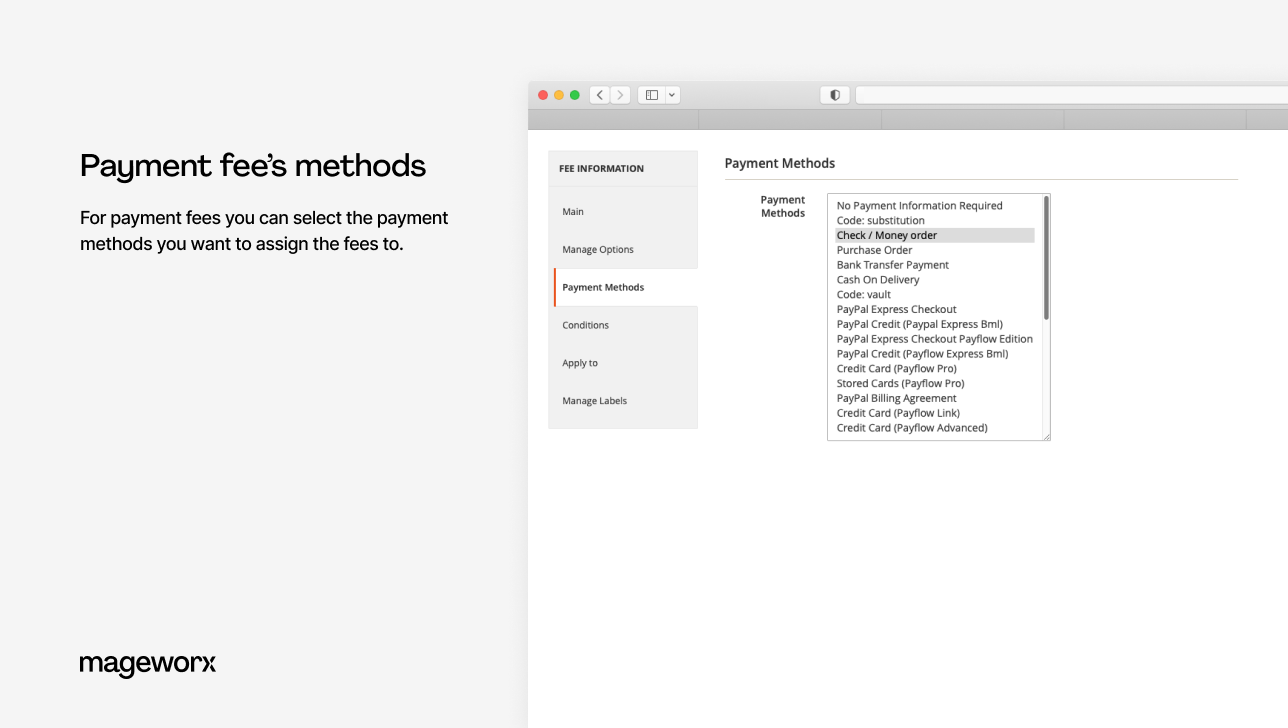 magento payment fee methods