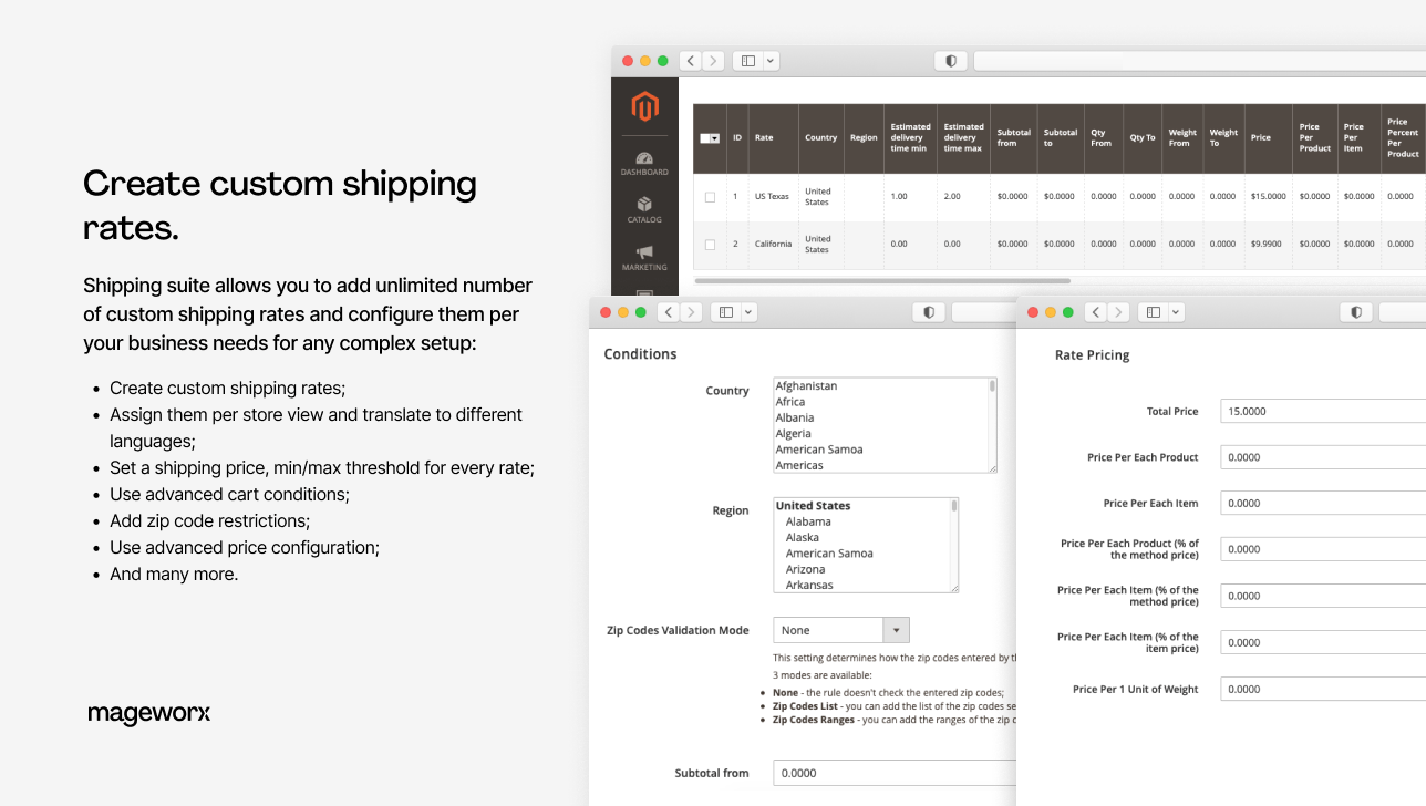 custom magento shipping rates