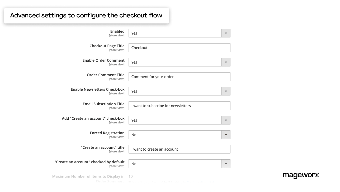 One Page Checkout Magento 2 configuration