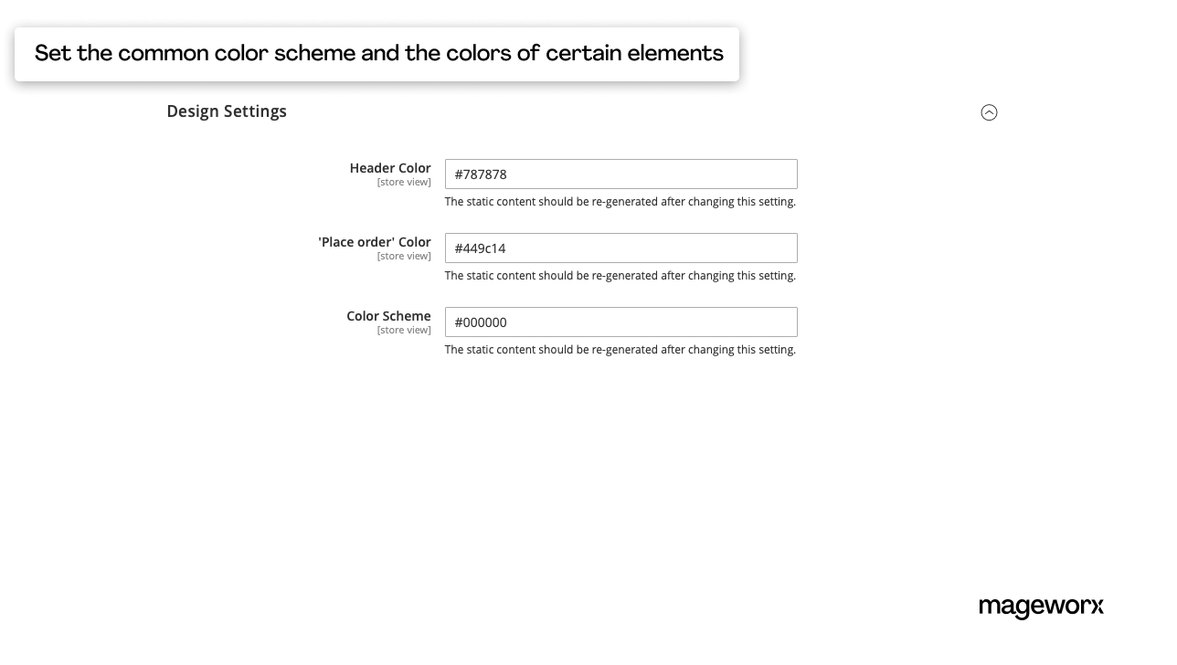 Design settings for Magento checkout page