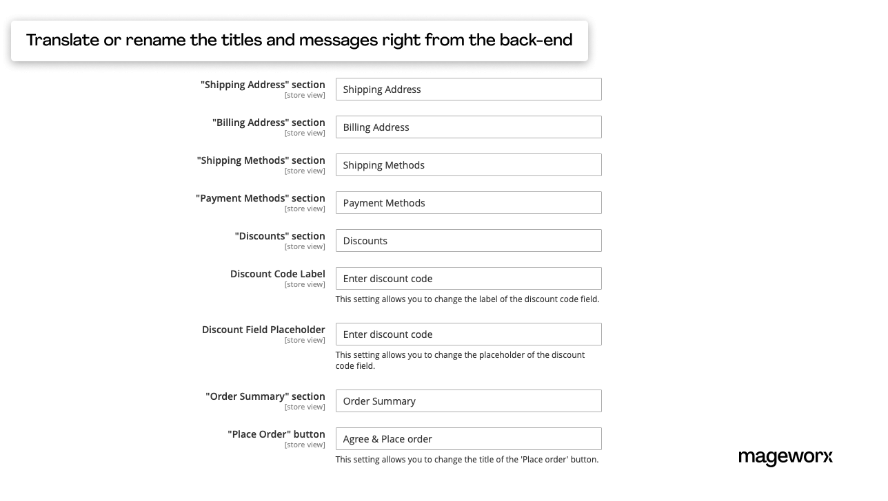 Ability to translate titles and messages for Magento 2 One Step Checkout