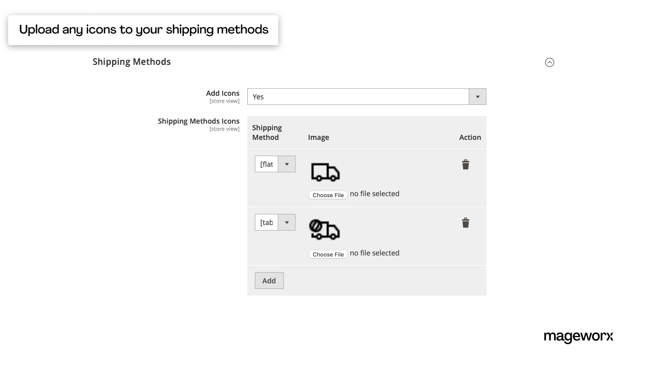 Shipping methods' icons upload for Magento 2 One Page Checkout