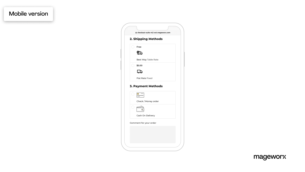Magento 2 onestepcheckout mobile view