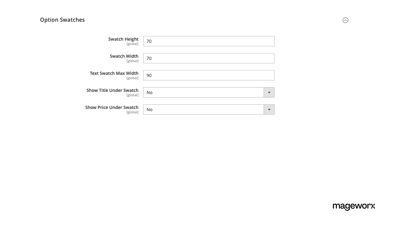 Product option swatches configuration in Magento 2