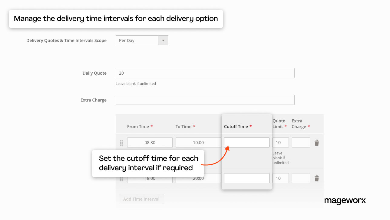 Specifying cutoff time for shipping date estimates