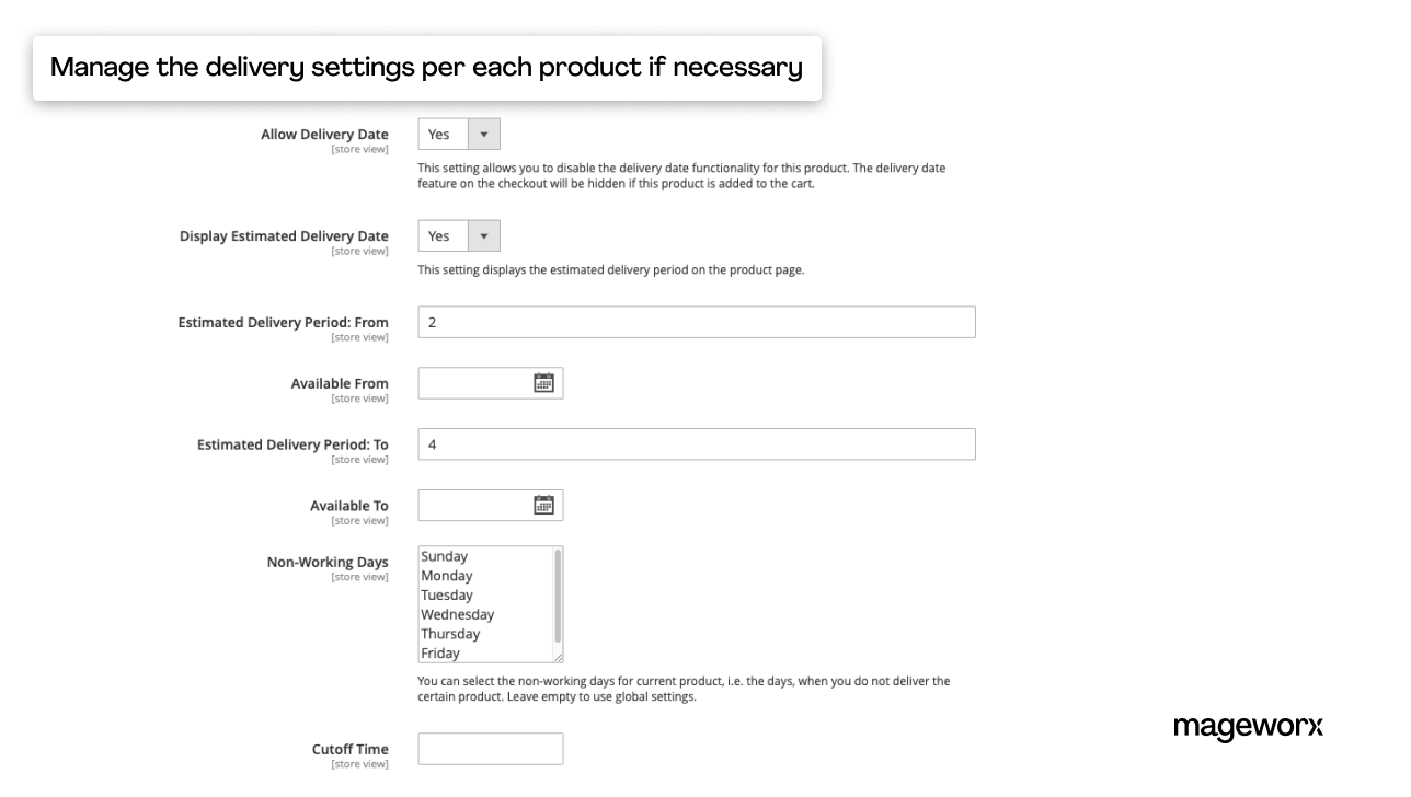 Shipping date estimate for individual products
