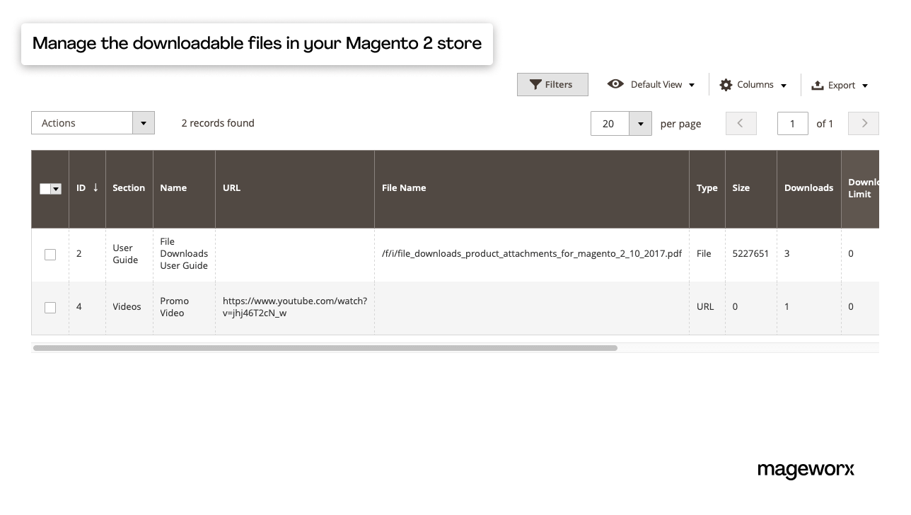 magento 2product attachments back-end management