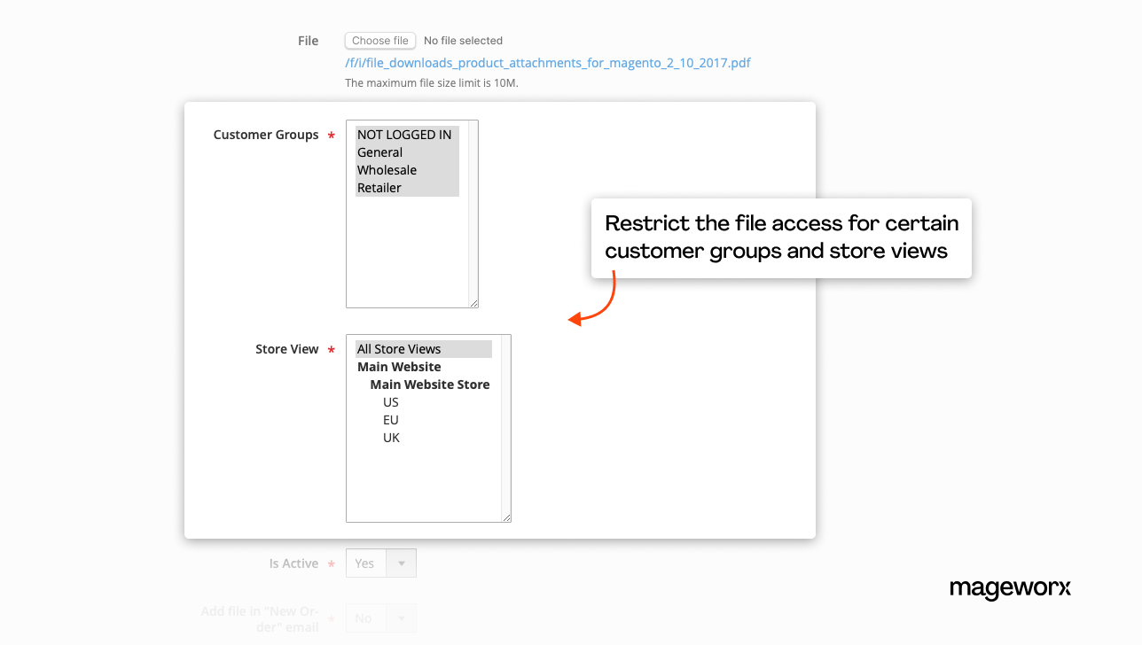 file access limits in Magento 2 admin panel