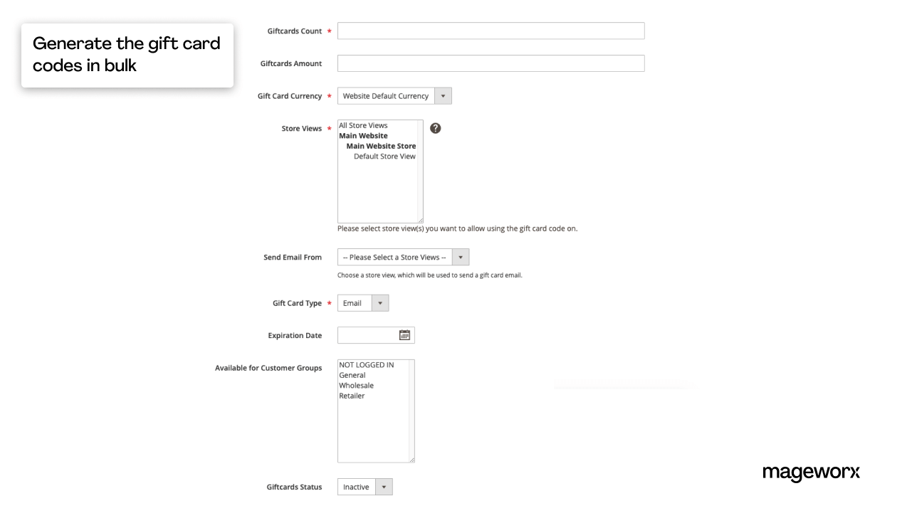 Magento gift card codes generation in bulk