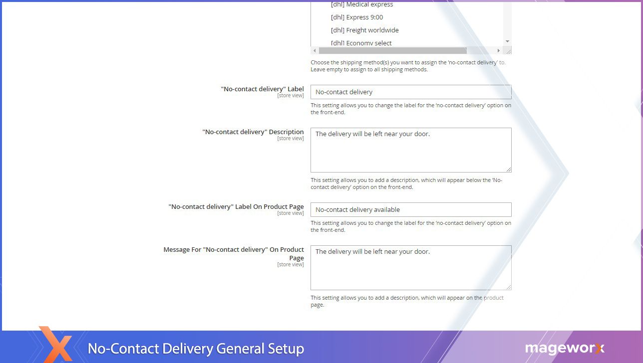 Magento 2 No-Contact Delivery extension: general setup