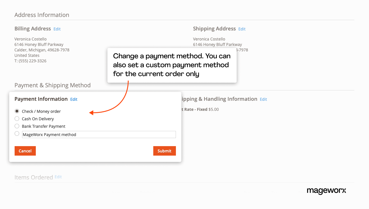 Ability to change a payment method in Magento Commerce Order Management